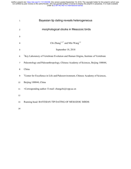 Bayesian Tip Dating Reveals Heterogeneous Morphological Clocks in Mesozoic Birds