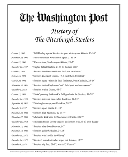 History of the Pittsburgh Steelers