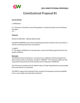 Constitutional Proposal #1