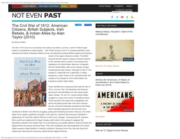 The Civil War of 1812: American Citizens, British Subjects, Irish Rebels, & Indian Allies by Alan Taylor (2010) - Not Even Past