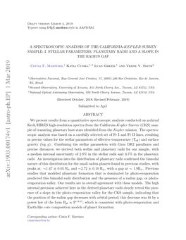 A Spectroscopic Analysis of the California-Kepler Survey Sample: I