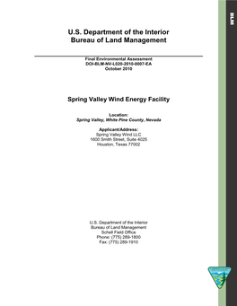 Spring Valley Wind Energy Facility