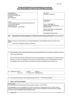 E) Kinderspielplatz Sieversdorf Antrag + Lageplan