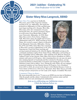 Mary Niva Langreck, SSND