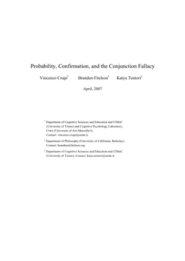 Probability, Confirmation, and the Conjunction Fallacy