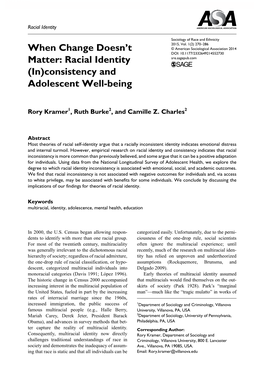 Racial Identity (In)Consistency and Adolescent Well-Being