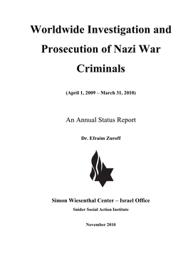 Worldwide Investigation and Prosecution of Nazi War Criminals