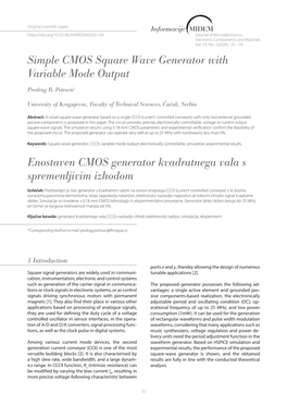 Simple CMOS Square Wave Generator with Variable Mode Output