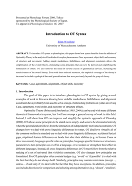 Introduction to OT Syntax