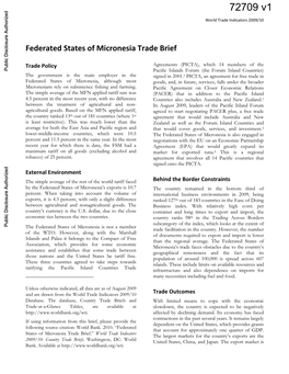 Federated States of Micronesia Trade Brief