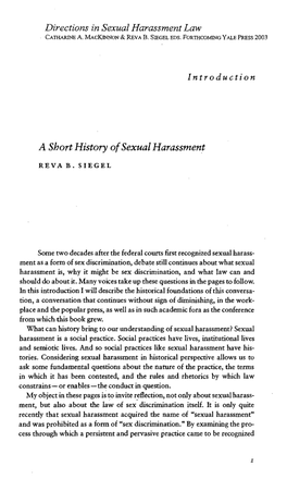 A Short History of Sexual Harassment