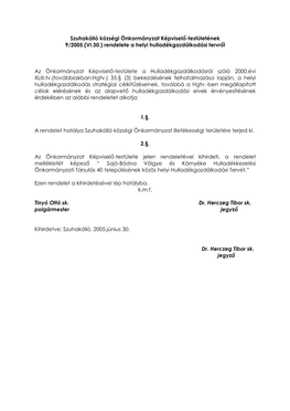 Szuhakálló Községi Önkormányzat Képviselő-Testületének 9/2005