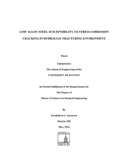 Low Alloy Steel Susceptibility to Stress Corrosion Cracking in Hydraulic