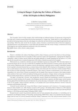 Exploring the Culture of Disaster of the Ati Peoples in Bicol, Philippines