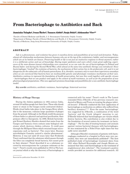 From Bacteriophage to Antibiotics and Back