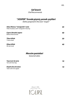 “JOSPER” Fırında Pişmiş Yemek Çeşitleri Mevsim