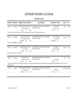 Advisory Board Calendar