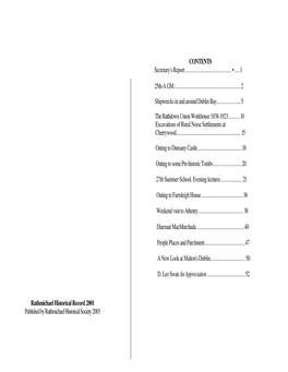 Rathmichael Historical Record 2001 Published by Rathmichael Historical Society 2003 SECRETARY's REPORT—2001
