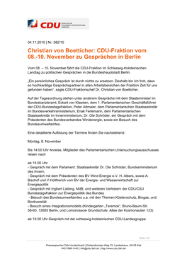 Christian Von Boetticher: CDU-Fraktion Vom 08.-10