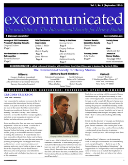 Excommunicated Vol. 1, No. 1