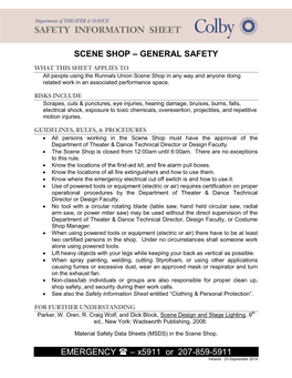 Scene Shop-General Safety