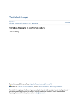 Christian Precepts in the Common Law