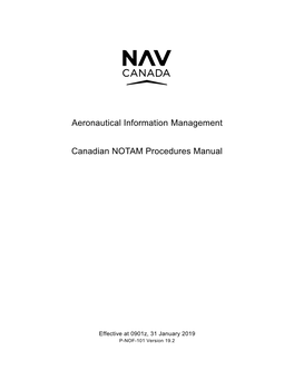 P-NOF-101 Canadian NOTAM Procedures Manual