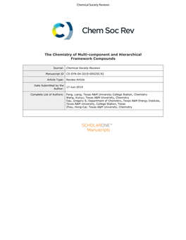 The Chemistry of Multi-Component and Hierarchical Framework Compounds