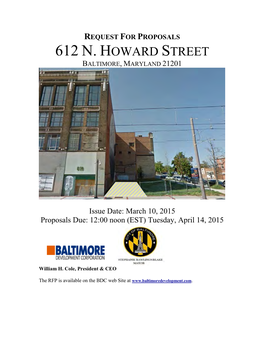 612 N. Howard Street Baltimore, Maryland 21201