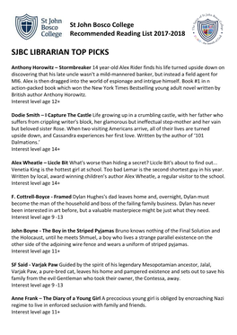 Sjbc Librarian Top Picks