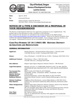 Notice of a Type Ii Decision on a Proposal in Your Neighborhood