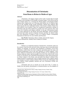 Dissemination of Christianity from Rome to Briton in Medieval Ages Abstract: Christianity Is the Biggest Religion of the World