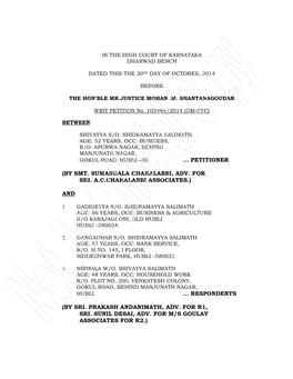 Petitioner (By Smt. Sumangala Chakalabbi, Adv. for Sri