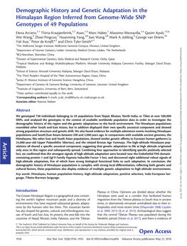 Demographic History and Genetic Adaptation in the Himalayan