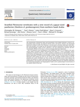 Stratified Pleistocene Vertebrates with a New Record of A