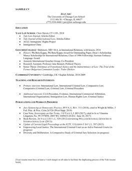 Academic CV Examples