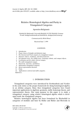 Relative Homological Algebra and Purity in Triangulated Categories