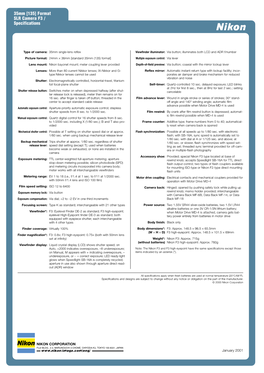 Format SLR Camera F3 / Specifications