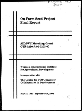 On-Farm Seed Project Final Report