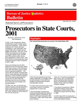 Prosecutors in State Courts, 2001 by Carol J