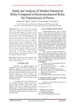 Study and Analysis of Modern Numerical Relay Compared To