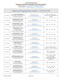 Authorized Fingerprinting Vendors – LIVE SCANS