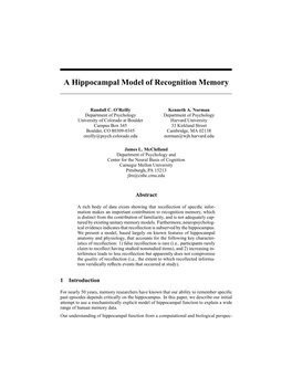 A Hippocampal Model of Recognition Memory