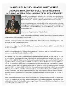 Most Worshipful Brother Orville Robert Armstrong Past Grand Master of The