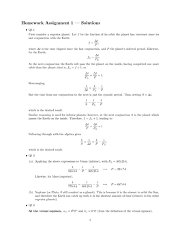 Homework Assignment 1 — Solutions