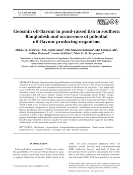 Geosmin Off-Flavour in Pond-Raised Fish in Southern Bangladesh and Occurrence of Potential Off-Flavour Producing Organisms