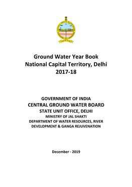 Ground Water Year Book National Capital Territory, Delhi 2017-18