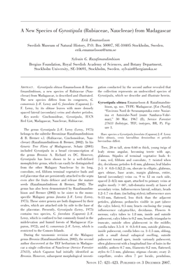 A New Species of Gyrostipula (Rubiaceae, Naucleeae) from Madagascar