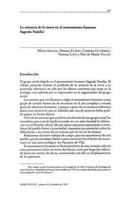 La Tenencia De La Tierra En El Asentamiento Humano Sagrada Familia 1