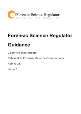 Forensic Science Regulator Guidance